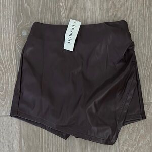 Women's Brown Faux leather skirt/skort